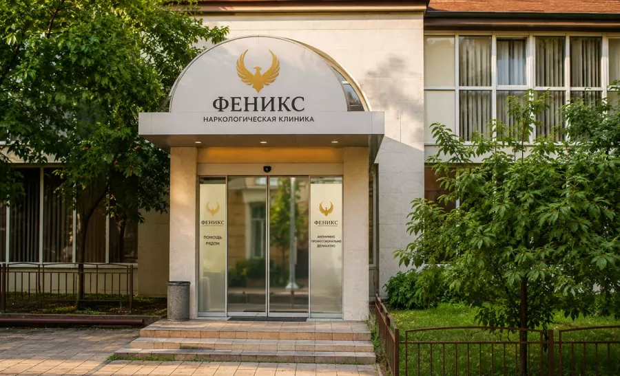 Вход в наркологическую клинику «Феникс» в Мантурове